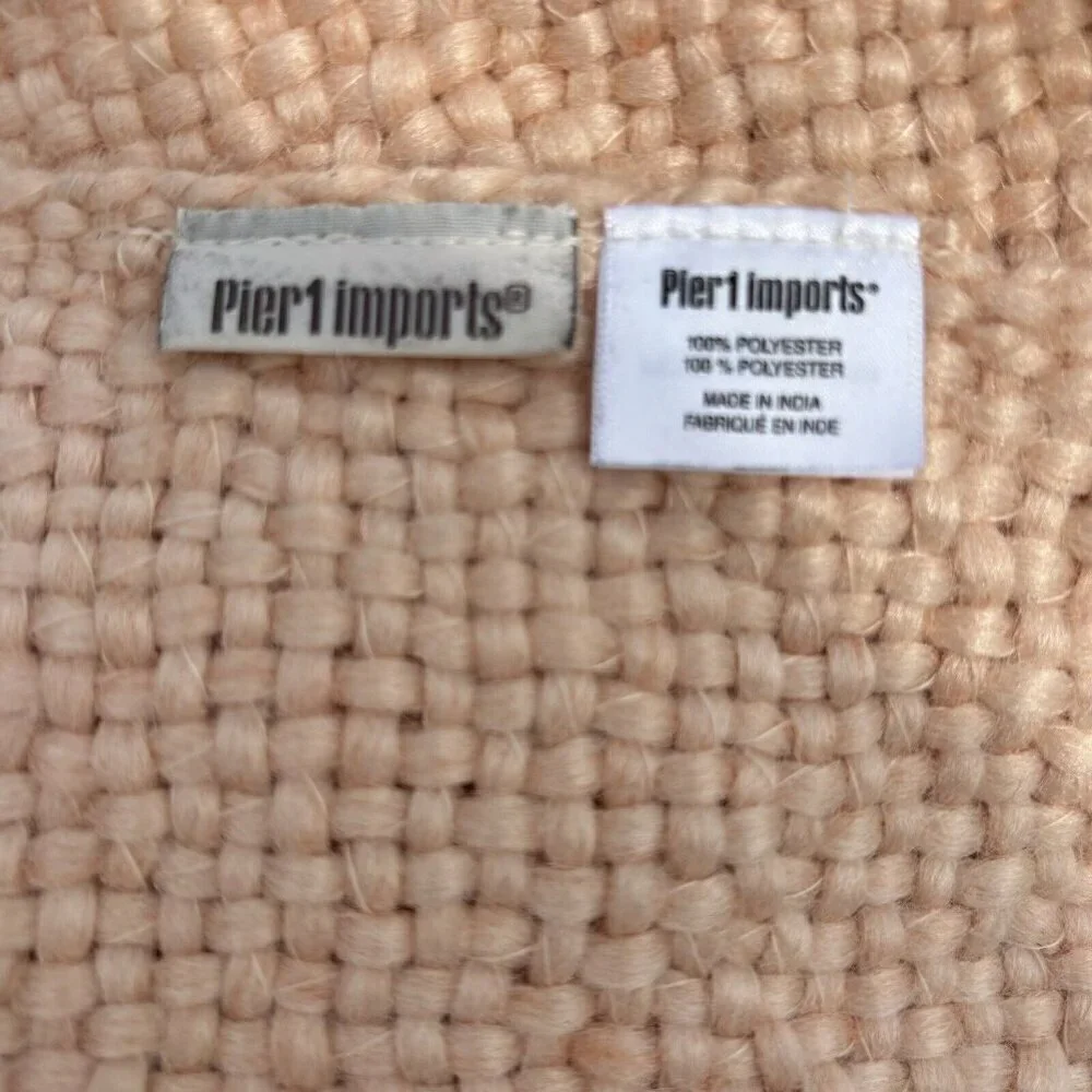 Pier 1 Imports Throw Blanket Dusty Rose Pink Pom‎ Pom Fringe